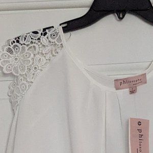 *NWT* White Lace Cap Sleeve Philosphy Blouse